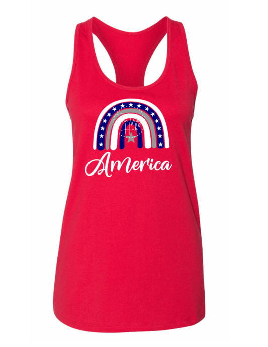 Rainbow America Ladies Flowy Tank