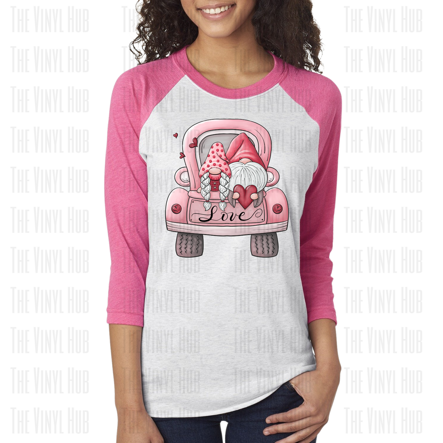 Valentine's Day Gnome Truck Raglan T-Shirt