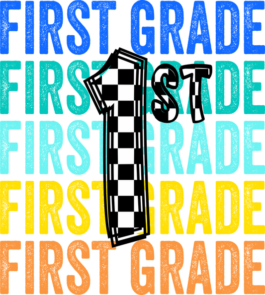 First Grade Back to School Checkered Stack
