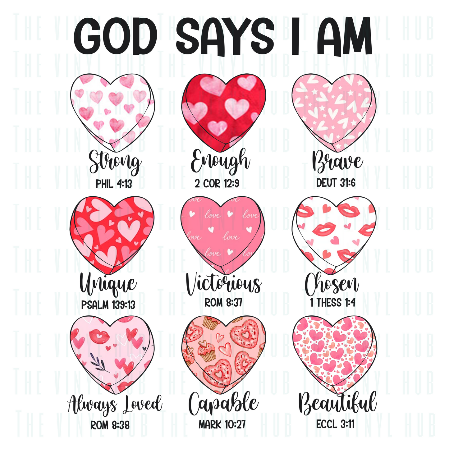 God Says I Am Heart Design- Ready to Press Transfer