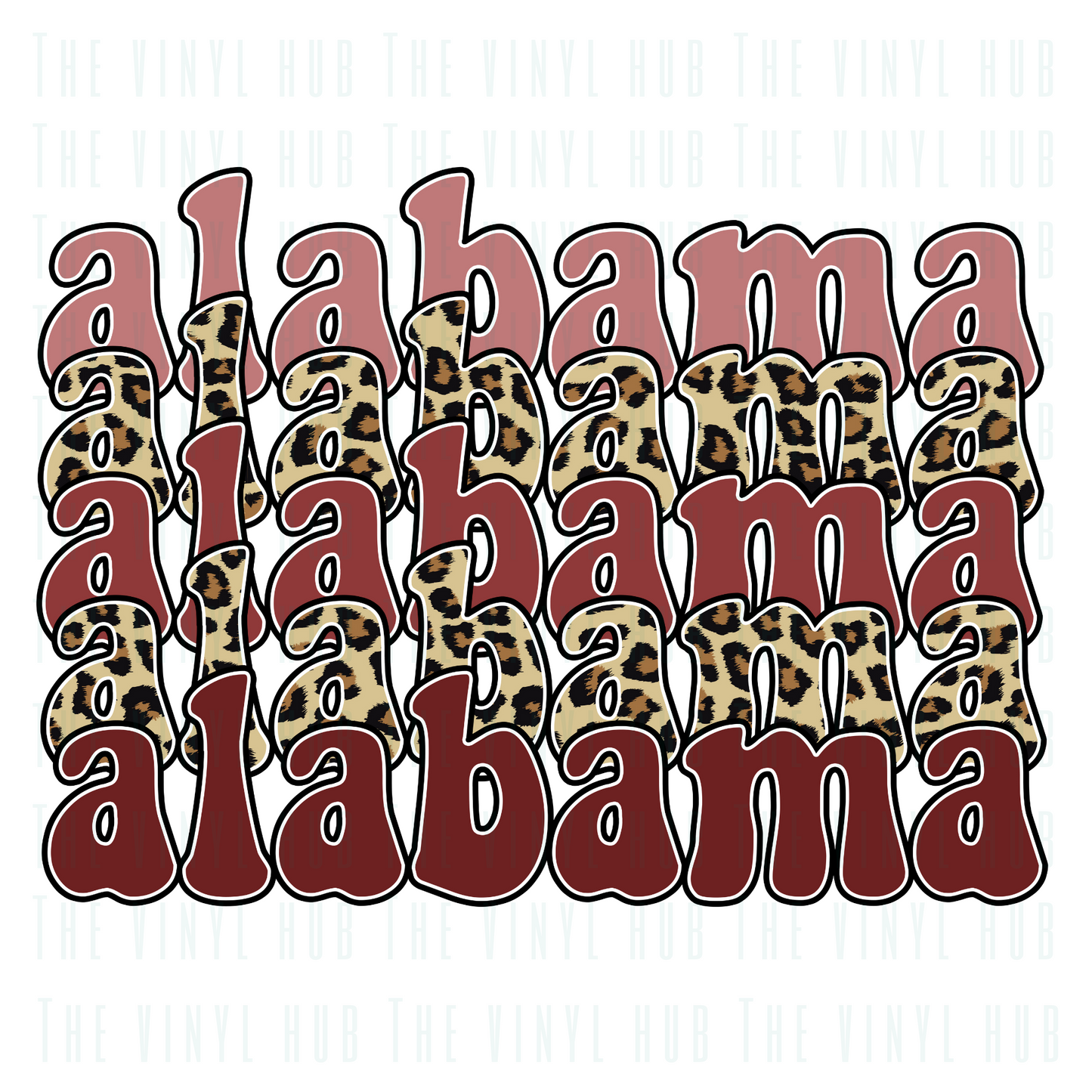 Alabama Cheetah Stacked Ready to Press Transfer