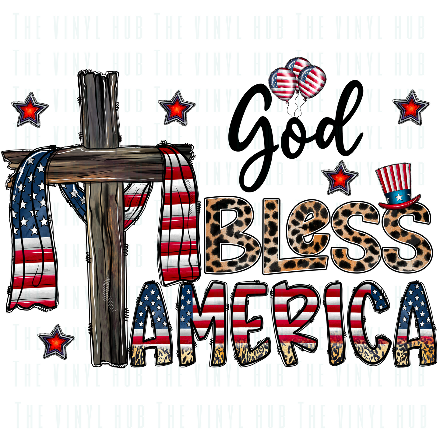 God Bless America Cross Ready to Press Transfer