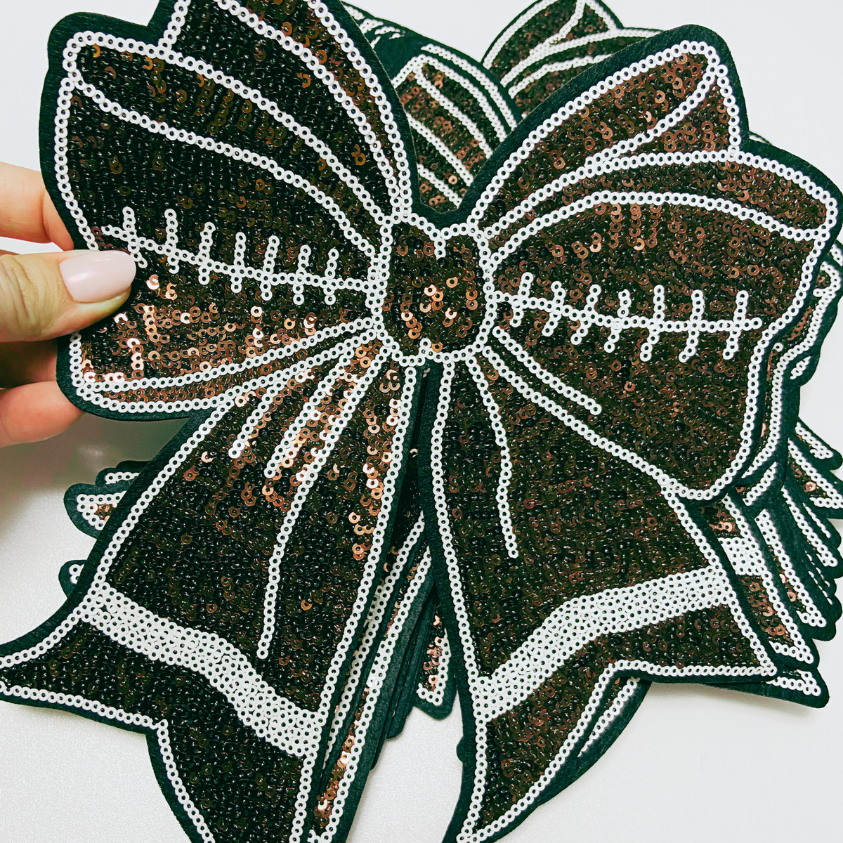 Football Bow - SEQUIN Patch