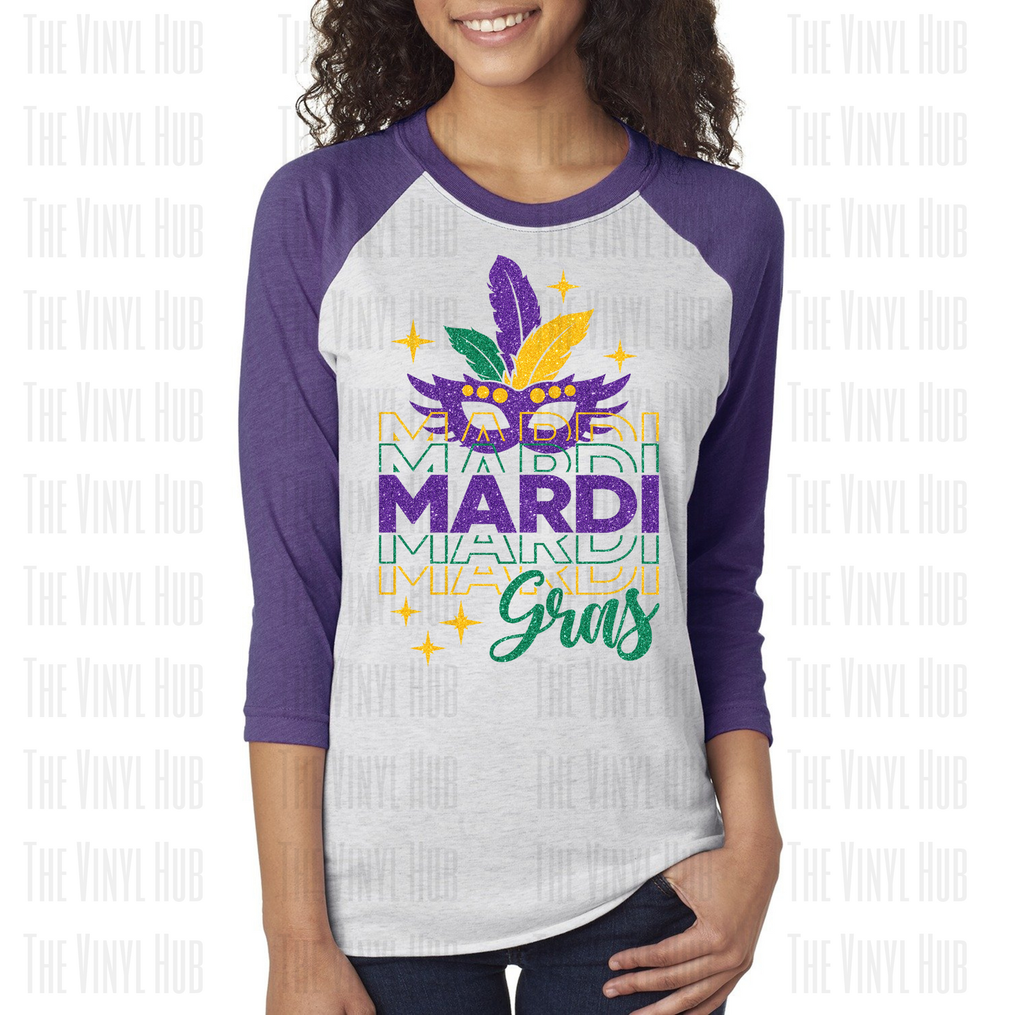 Stacked Mardi-Gras Raglan T-Shirt